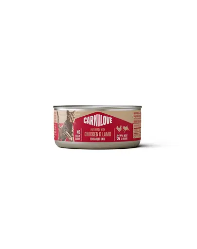 Hrană umedă pisici CARNILOVE Cat Can Paté cu pui și miel 100 g