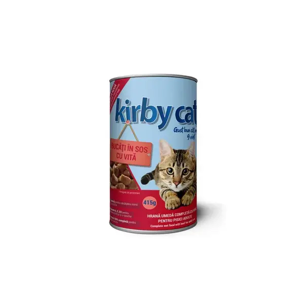 Hrana umeda pisici, Kirby Cat conserva cu vita, 415g 415g
