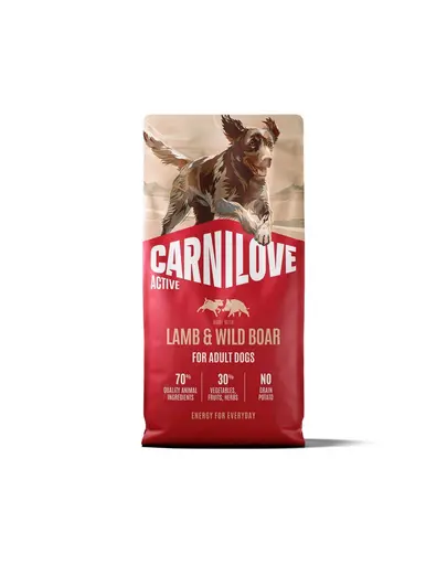 Hrană uscată 12 kg câini adulți activi CARNILOVE Active Dog Lamb and Wild Boar Adult miel și mistreț