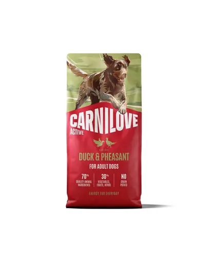 Hrană uscată câini activi 12 kg CARNILOVE Active Dog Duck and Pheasant Adult, rață și fazan