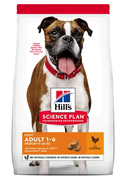 Hrana uscata caini, Hill's Science Plan Canine Adult Light Medium Chicken, 14 kg