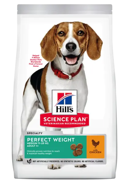 Hrana uscata caini, Hill's Science Plan Canine Adult Perfect Weight Medium Chicken, 12 kg