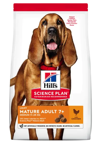 Hrana uscata caini, Hill's Science Plan Canine Mature Light Medium Chicken, 14 kg