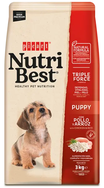Hrana Uscata Caini Premium, NutriBest Puppy, Pui si Orez, 3 kg