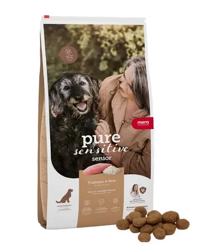 Hrană uscată câini seniori sensibili MERA Pure Sensitive 12,5 kg curcan și orez