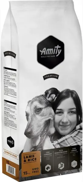 Hrana uscata pentru caini Amity Premium Adult, Miel si orez 4 kg