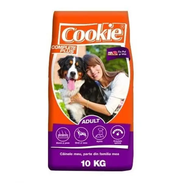 Hrana uscata pentru caini Cookie, Complete Plus Adult, Pui si Vita, 10kg 10kg