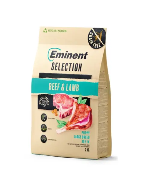 Hrana uscata pentru caini Eminent Selection Puppy Large, Vita si miel, Grain free, 30 14, 2kg