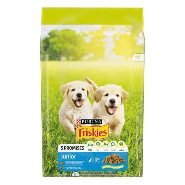 Hrana uscata pentru caini Friskies Junior cu pui legume 8 kg