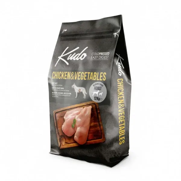 Hrana uscata pentru caini Kudo Adult cu pui legume 12 kg + 3 kg Hrana uscata Kudo cu curcan