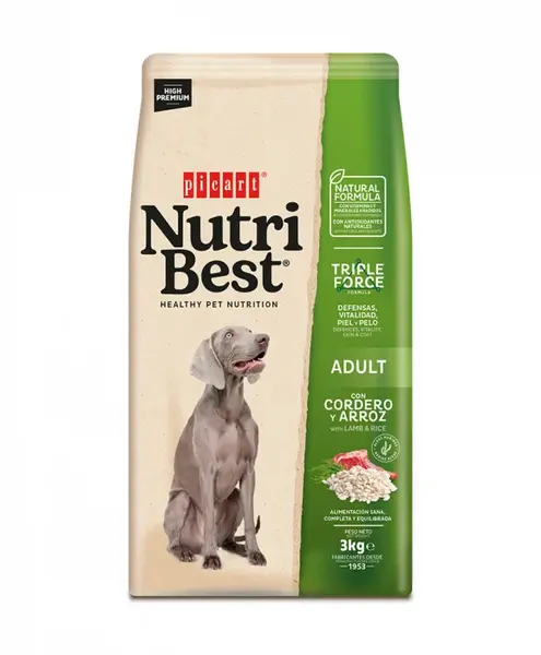 Hrana uscata pentru caini Premium Nutribest Adult cu Miel si Orez, 3 kg