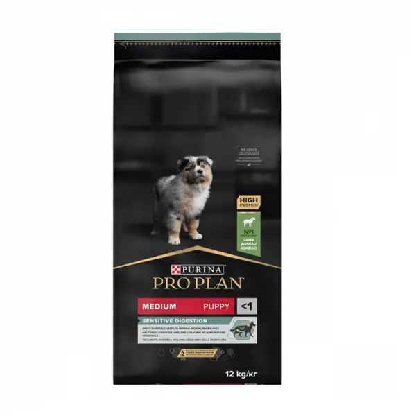 Hrana uscata pentru caini Pro Plan Medium Puppy Sensitive Digestion cu miel 12 kg