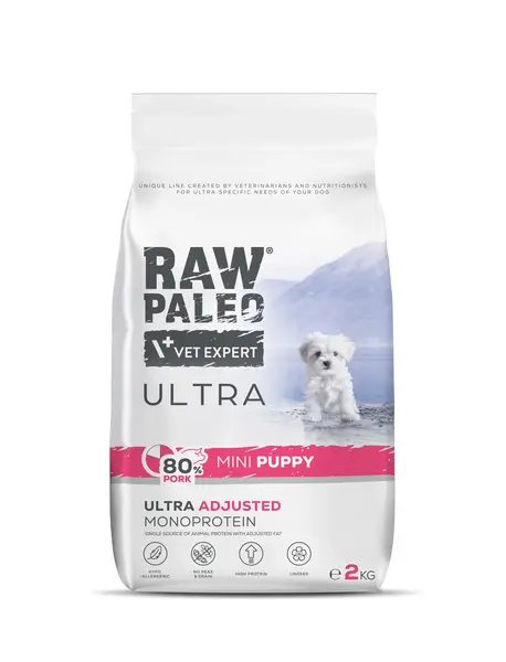Hrană uscată pentru căței, Raw Paleo Ultra Pork, talie mică, 2 kg