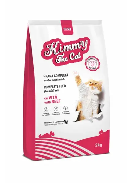 Hrana uscata pentru pisici, Kimmy, cu vita, 2 kg