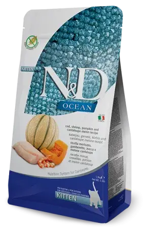 Hrana uscata pentru pisici ND Ocean Kitten cu cod, creveti dovleac 1,5 kg