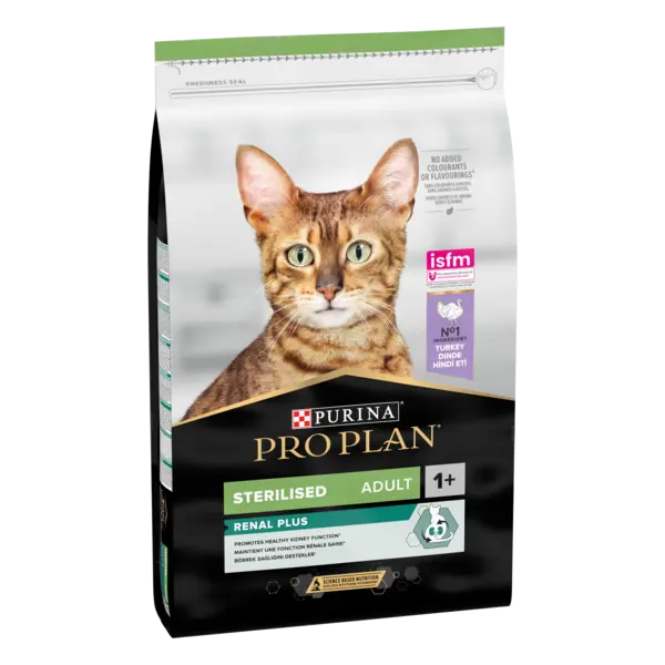 Hrana uscata pentru pisici Purina Pro Plan Sterilised Adult 1+ Renal Plus, Curcan, 10kg
