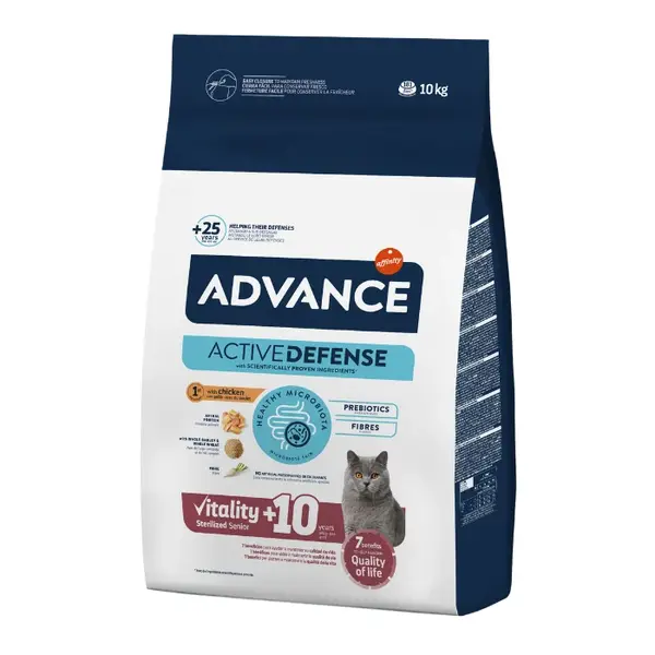 Hrana uscata pentru pisici sterilizate Advance Vitality +10 Sterilised, Pui, 10 kg