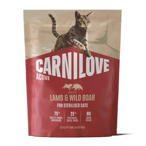 Hrana uscata pisici, Carnilove Active Cat Dry Lamb Wild Boar Sterilised Adult All Breeds 400 g