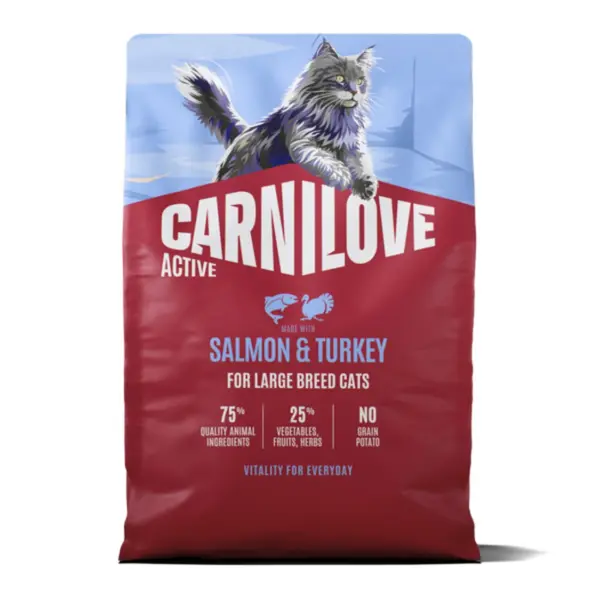 Hrana uscata pisici, Carnilove Active Cat Dry Salmon Turkey Adult Large Breeds 2 kg