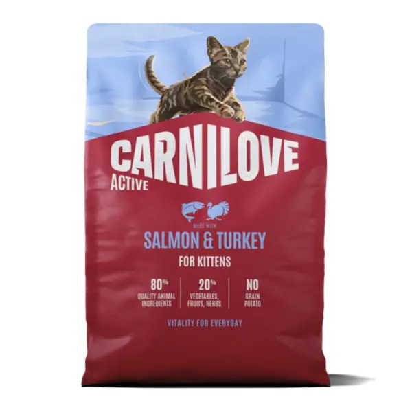 Hrana uscata pisici, Carnilove Active Cat Dry Salmon Turkey Kittens All Breeds 2 kg