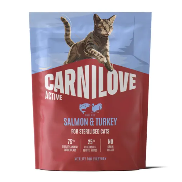 Hrana uscata pisici, Carnilove Active Cat Dry Salmon Turkey Sterilised Adult All Breeds 400 g