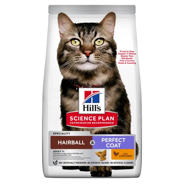 Hrana uscata pisici, Hill's Science Plan Feline Hairball and Perfect Coat, Chicken, 3 kg