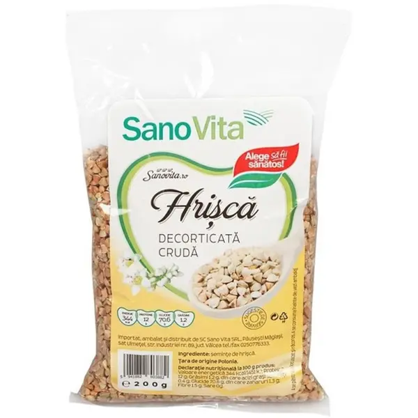 Hrisca Decorticata Cruda, Sanovita, 200 g