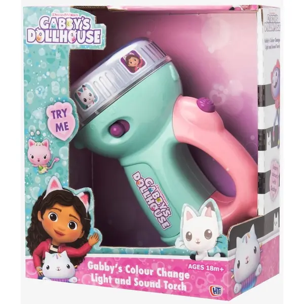 HTI GABBY'S PLAYHOUSE- Lanterna Multicolora cu sunete din serialul Gabbys Playhouse, Roz/Verde 1 an+