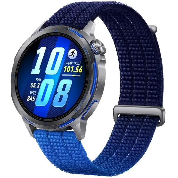 Huawei Ceas inteligent Huawei Watch GT Runner 2, t1.32 inch, AMOLED, albastru amurg, carcasa din aliaj de titan cu curea tesuta AirDry, Albastru degrade