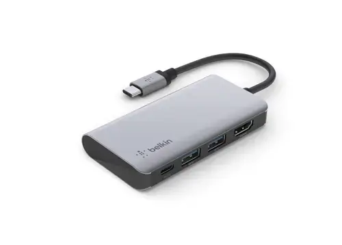 Hub Belkin BEL-0154, USB-C 4 in 1, 2x USB-A, USB-C, HDMI (Gri)