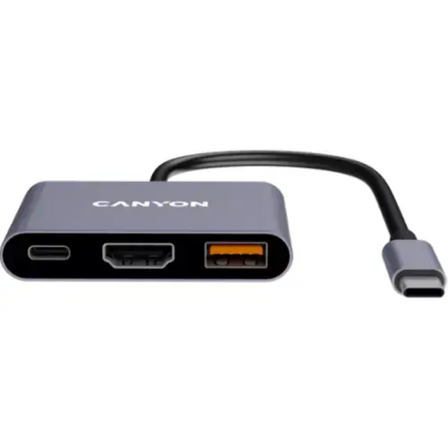 Hub Canyon DS-4, 3in1, 1xUSB-C, 1xUSB Type-c, 1xHDMI (Gri/Negru)