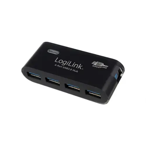 Hub cu 4 porturi Logilink USB 3.0, Negru