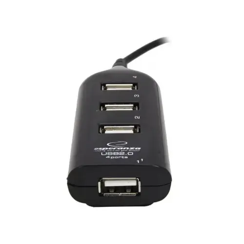 Hub Esperanza 4 porturi, USB 2.0, Negru