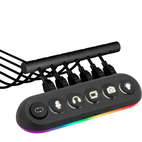 Hub streamplify DECK 5, iluminare RGB, 5 x USB, Negru