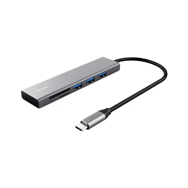 Hub Trust Halyx Cardreader, 3 porturi USB 3.2, Gri