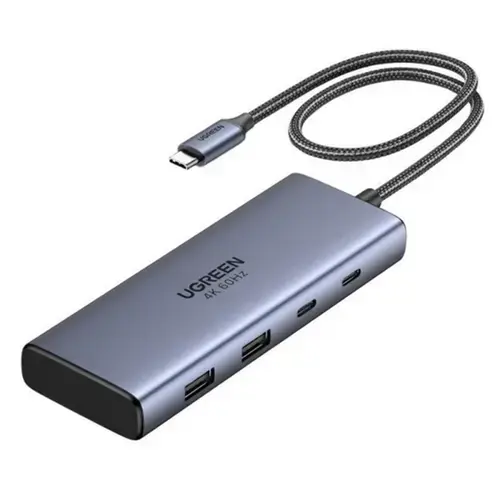 Hub UGREEN CM498-45379 7 in 1 USB-C la 2x USB-A 3.2, 3x USB-C, 2x HDMI (Gri)