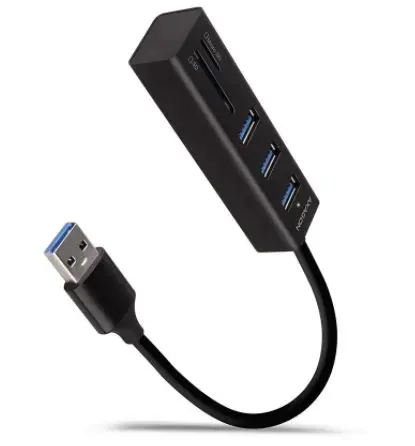 Hub USB Axagon HMA-CR3A, 3 x USB 3.2, Slot card SD/micro SD (Negru)