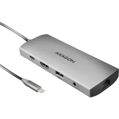 Hub USB Axagon HMC-8HLSA, HDMI, RJ-45, USB, SD/microSD, PD 100W (Argintiu)