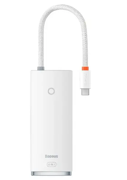 HUB USB Baseus Lite, cu 6 porturi, 2 x USB 3.0, 1 x HDMI, 1 x USB-C PD, 1 x SD/TF (Alb)