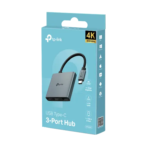 Hub USB-C 3-in-1, 1 x USB-C PD 100W, 1 x USB-A 5Gbps, 1 x HDMI 4K@60Hz - TP-Link UH3020C