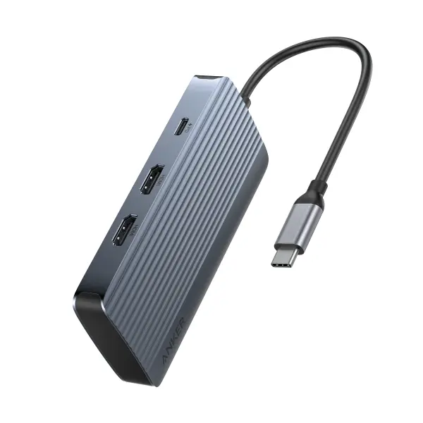 Hub USB-C Anker, 1 x USB-A 3.2 - 3 x USB-A - 1 x USB-C - 2 x HDMI, Gri A83740A2