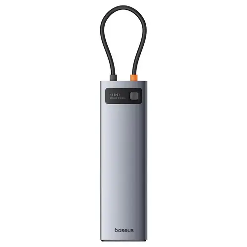 Hub USB-C Baseus Metal Gleam, USB-C, 3 x USB-A 3.0, USB-A, HDMI, VGA, Jack 3.5mm, RJ45, SD, microSD (Gri)