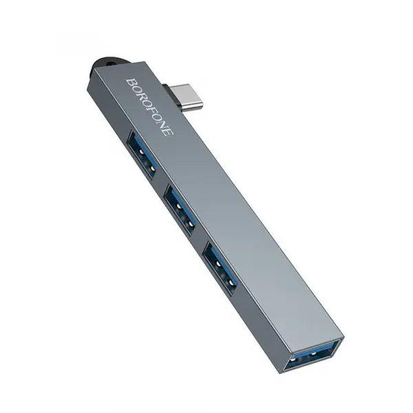 Hub USB-C Borofone FH1A, 4in1, Gri