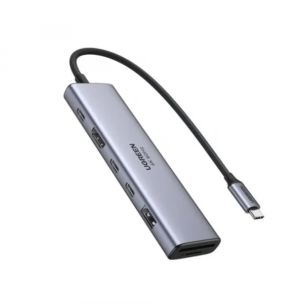 Hub USB-C UGREEN CM511 (45521), 1 x USB-A 3.2 - 3 x USB-C - 1 x HDMI - 1 x SD - 1 x microSD, Gri