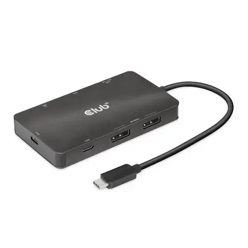 Hub USB Club3D CSV-1598, USB Type-C, Dual DisplayPort (Negru)