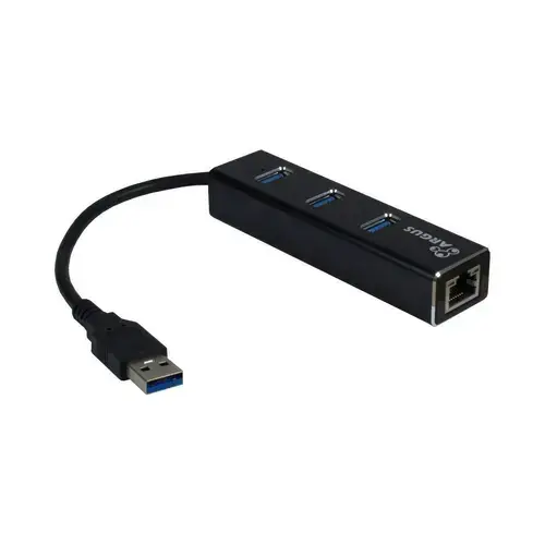 HUB USB Inter-Tech Argus IT-310, USB 3.0 - RJ45 Gigabit, 3 x USB 3.0 (Negru)