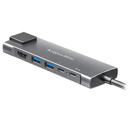 Hub USB Kruger&Matz KM0391.2, HDMI, 2x USB 3.0, 2x USB-C, RJ45 (Argintiu)