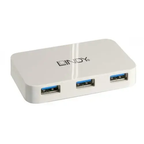 Hub USB Lindy LY-43143, 4 x USB 3.0, Alb