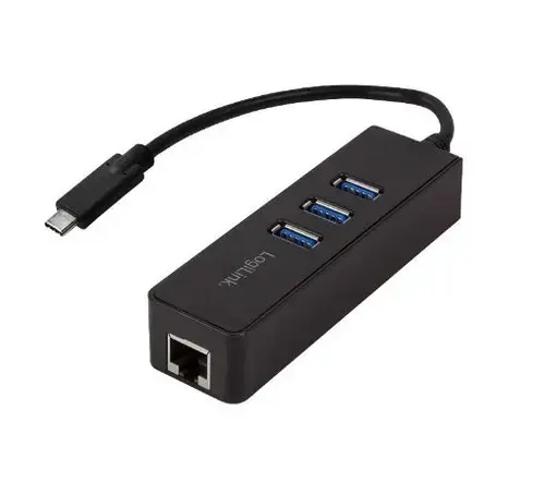 Hub USB Logilink UA0283, 1 x RJ-45, 1 x USB 3.0 (Negru)