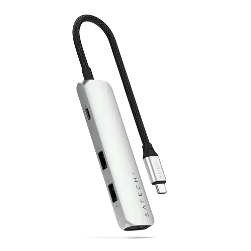 Hub USB Multiport Satechi Slim ST-P4SS, 4-in-1, USB-C, HDMI 4K (Argintiu)